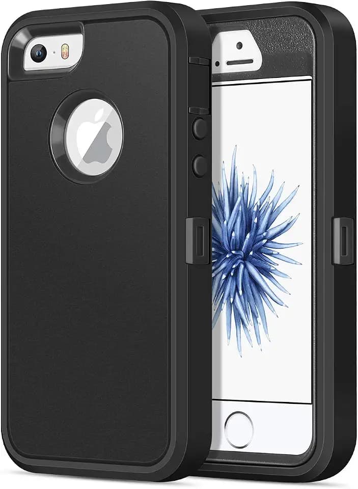 Jelanry for iPhone 5/5S/SE 1st Generation 2016 Rugged Shockproof Case Black