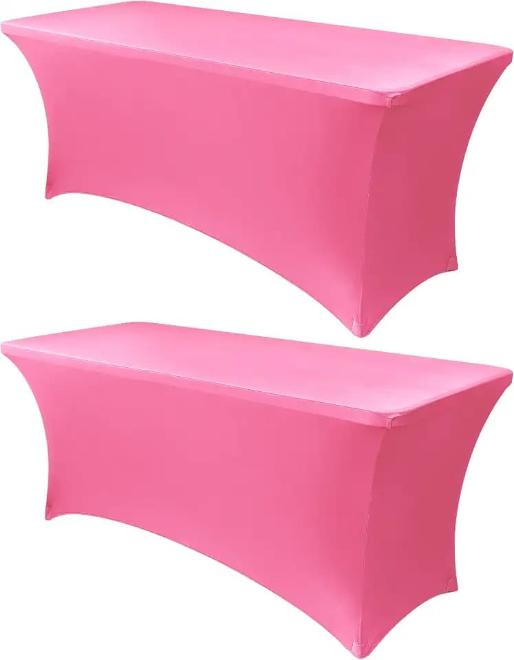 Obstal 4ft Stretch Spandex Table Cover, 2 Pack, Dark Pink