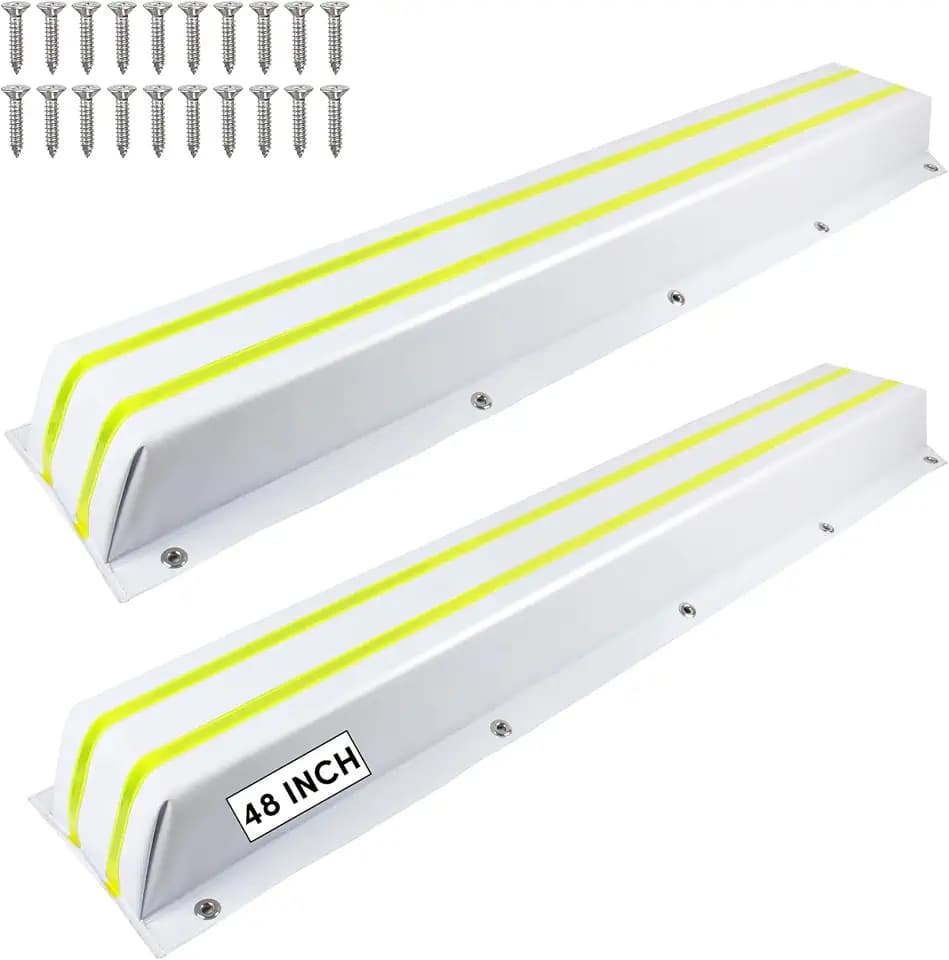 Dock Bumpers 36 Inch/48 Inch/58 Inch/72 Inch, Boat Dock Bumpers with Upgrade Reflective Strip and Stainless Steel Screws, Dock Fenders Bumper Guards Marine Grade (Black/White/Gray) -1 Pack 2 Pack