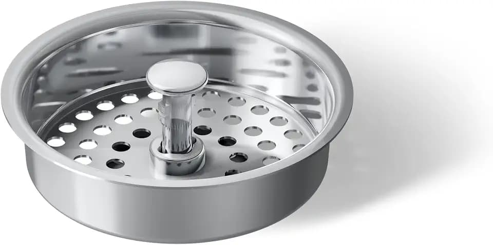 KOHLER K8803-CP Duostrainer Sink Strainer Basket, Removeable Stainless Steel Open/Close Stopper, Tight Seal, Polished Chrome