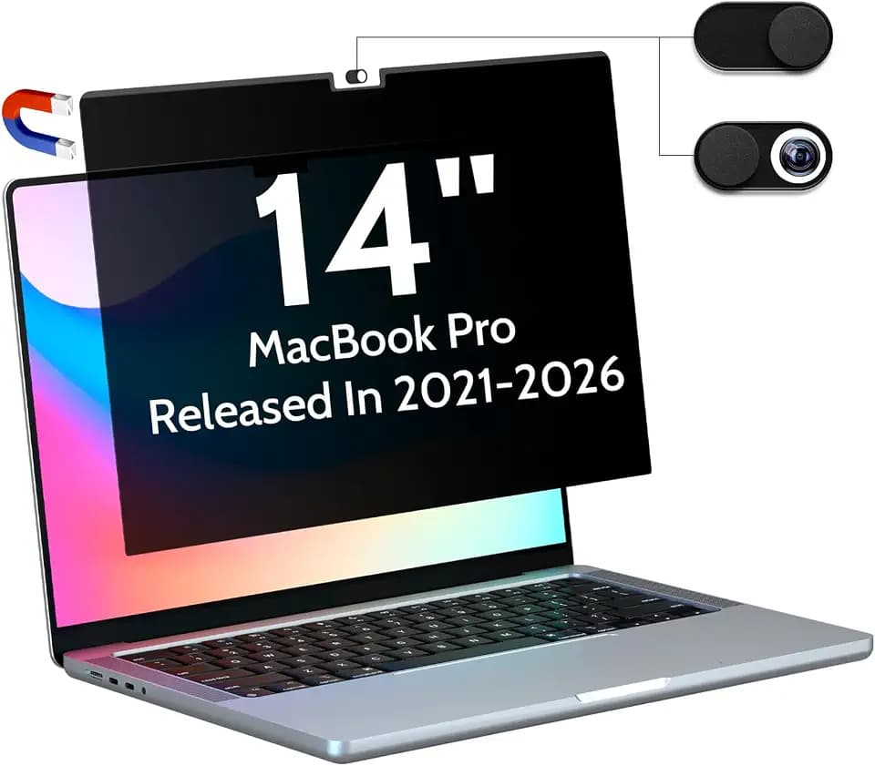 Peslv Magnetische Sichtblende für MacBook Pro 14 Zoll (2021-2024, M1, M2, M3, M4), abnehmbar, matt, Blaulicht-Blendfilter für Mac Pro 14,2 Zoll-Laptop
