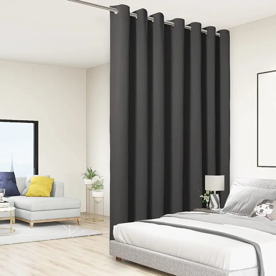 BONZER Dark Grey Room Divider Curtain Total Privacy Wall Screen Partitions