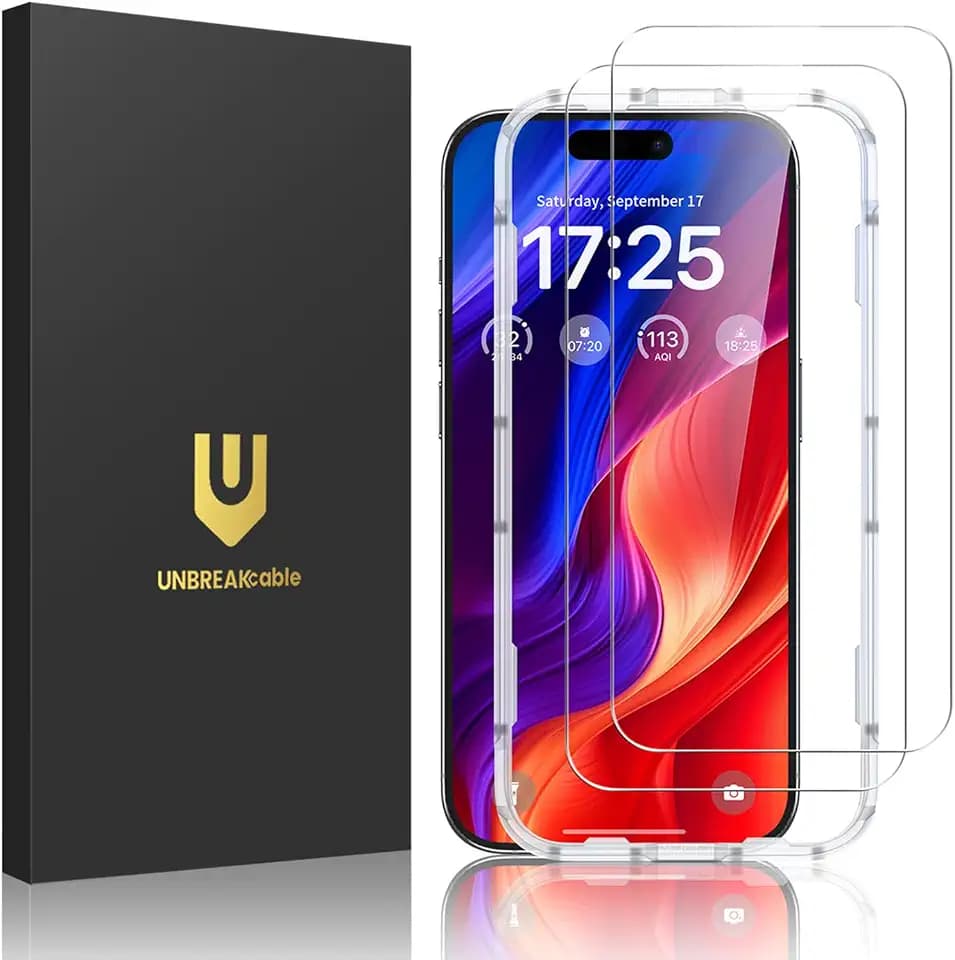 UNBREAKcable 2-Pack Screen Protector for iPhone 16 Tempered Glass