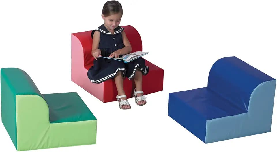 Children's Factory Library Trio Cozy Kids Chairs, Toddler Flexible Seating Classroom Furniture for Preschool or Daycare, 3 Count