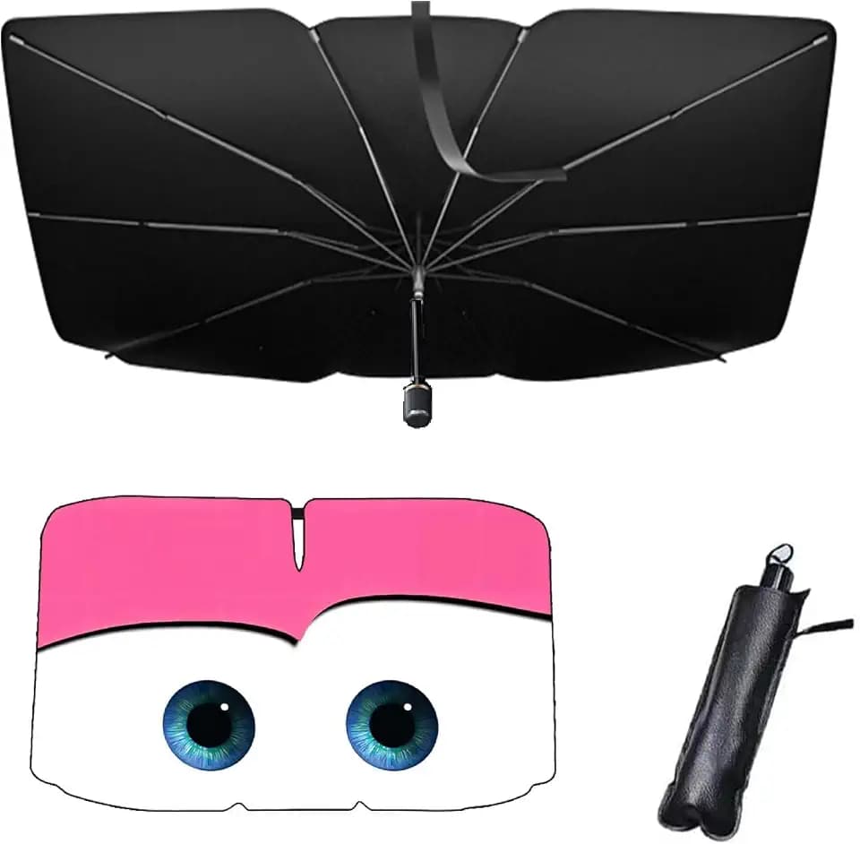 Sonnenschutz Auto Frontscheibe,Auto Sonnenschutz mit biegsamem Griff und Rückspiegelausschnitt, 140x 79 cm, inkl. Tasche, für bestimmte Limousinen, Vans & SUVs