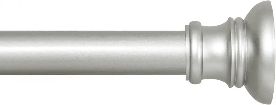 Kenney Nicholas Twist & Fit No Tools Tension Curtain Rod, 48 to 84 Inches, Brushed Nickel Silver Extendable, Easy Install