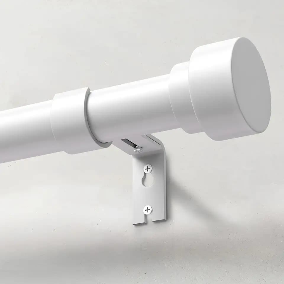 IFELS Heavy Duty Curtain Rods for Windows 48 to 84 Inch, 1 Inch Adjustable White Curtain Rod Set with Easy Installation and Modern Design (A1,White,30-90")