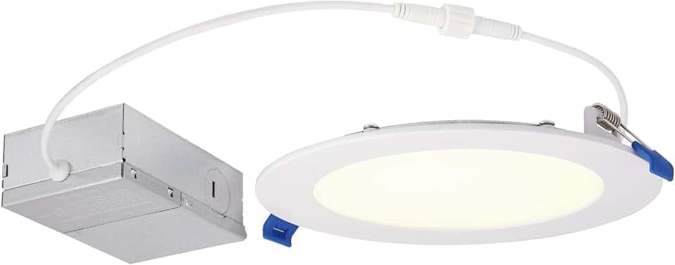 Westinghouse Lighting 5107200 12 Watt (80 Watt Equivalent) 6-Inch Slim Recessed LED Downlight Dimmable Warm White Light, White Trim