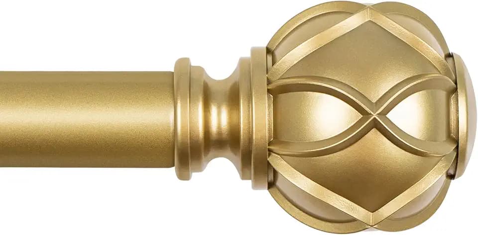 KAMANINA Gold Curtain Rod 72 to 144 Inch, Adjustable Single Drapery Rods