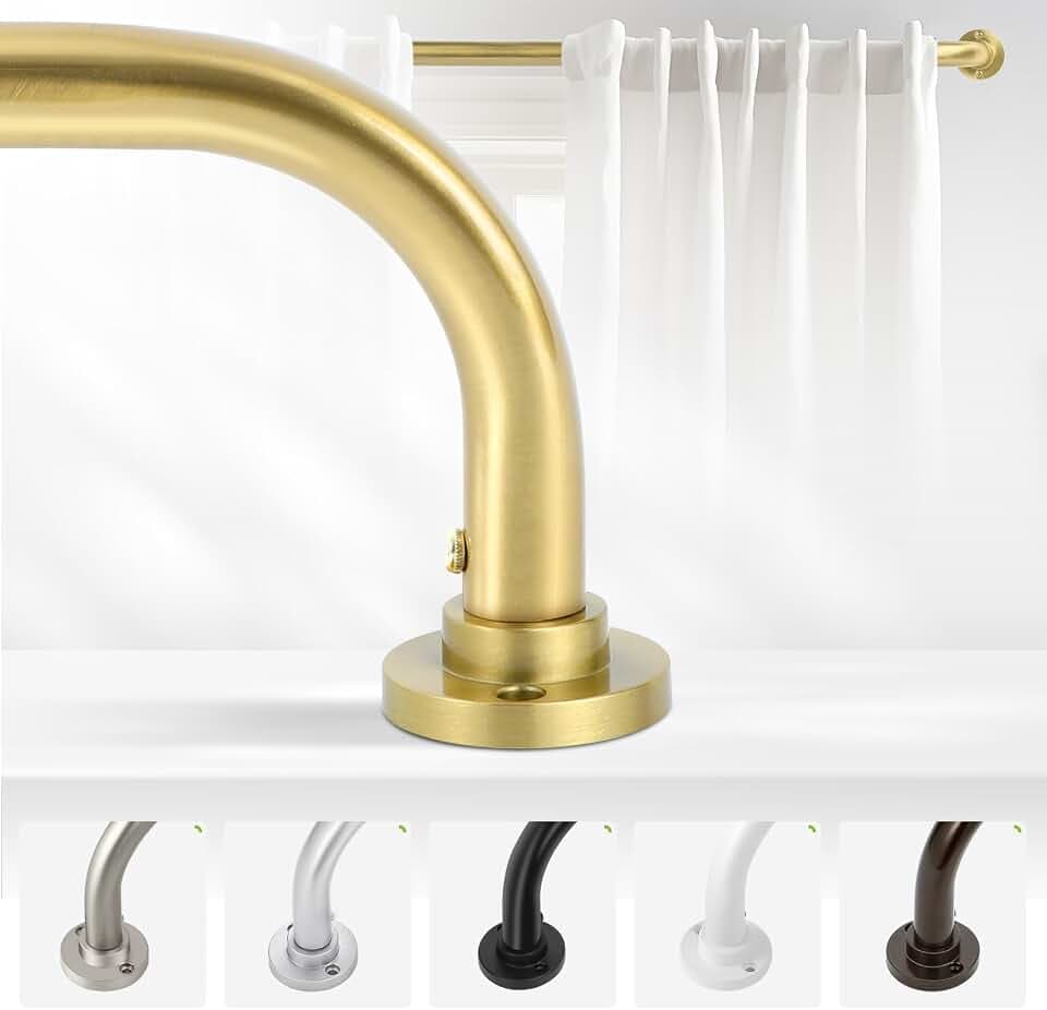 TANGWIN Wrap Around Blackout Curtain Rods,Heavy Duty Adjustable 28-48",Gold