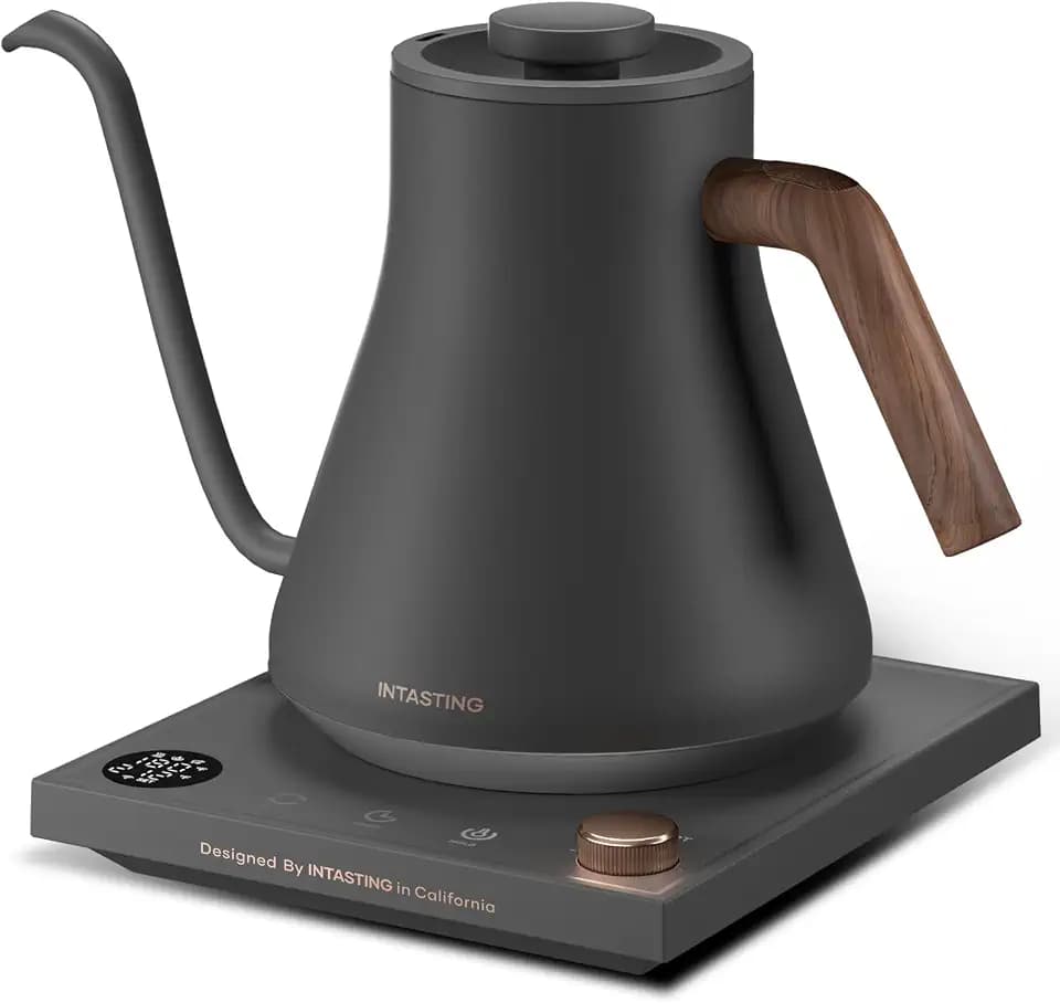 INTASTING Electric Kettles, Gooseneck Electric Kettle, ±1℉ Temperature Control, Stainless Steel Inner, Quick Heating, for Pour Over Coffee, Brew Tea, Boil Hot Water, 0.9L (Dark Grey)