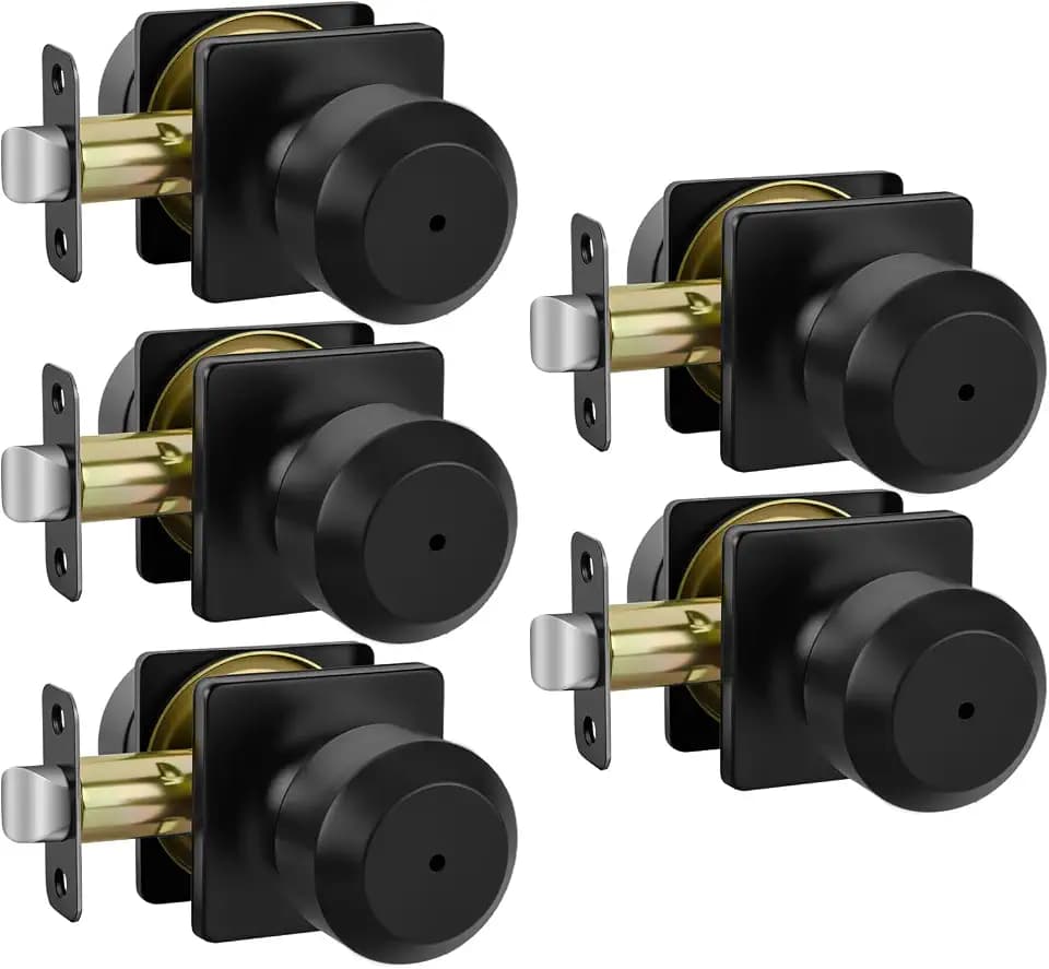 Haidms 5 Pack Black Door Knobs, Interior Door knobs, Privacy Door Knob for Bedroom or Bathroom, Matte Black Door Knobs