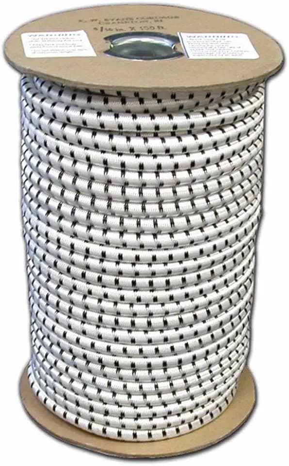 T.W Evans Cordage SC-308-050 3/8-Inch by 50-Feet Elastic Bungee Shock Cord (Pack of 1), Black/White