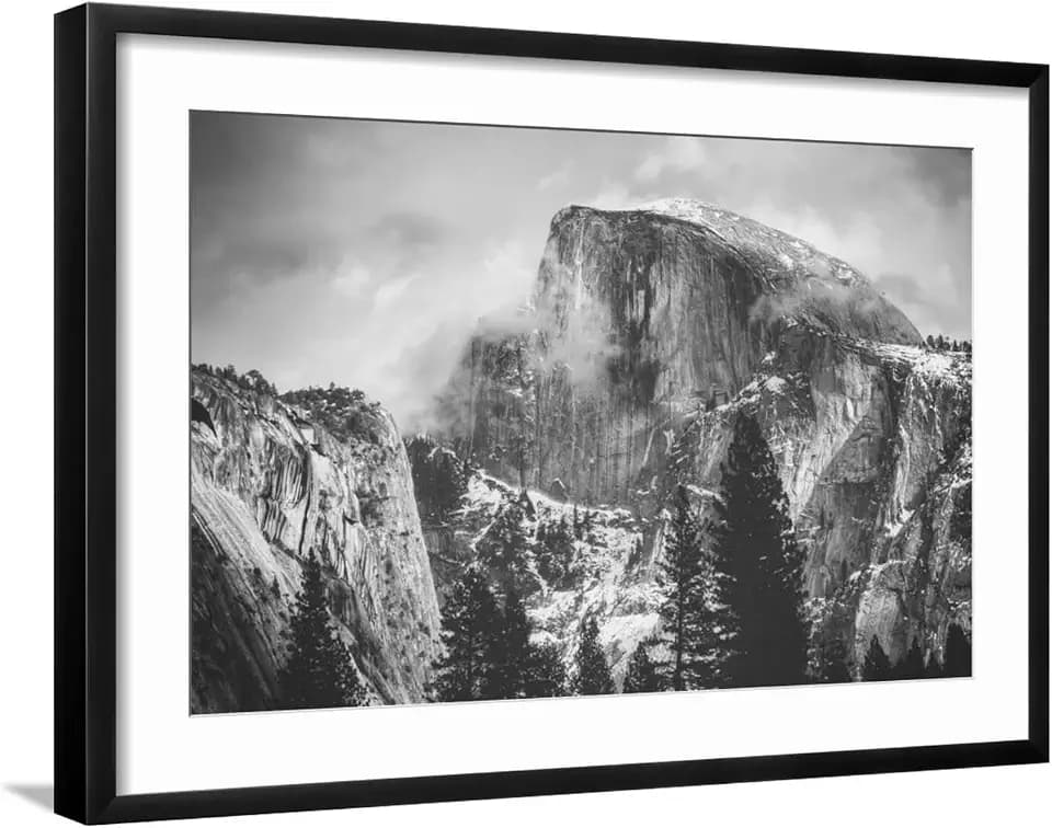 ART.COM Wall Photographic Print Misty Half Dome at Yosemite, California on Black Frame by Vincent James, 29" x 21"