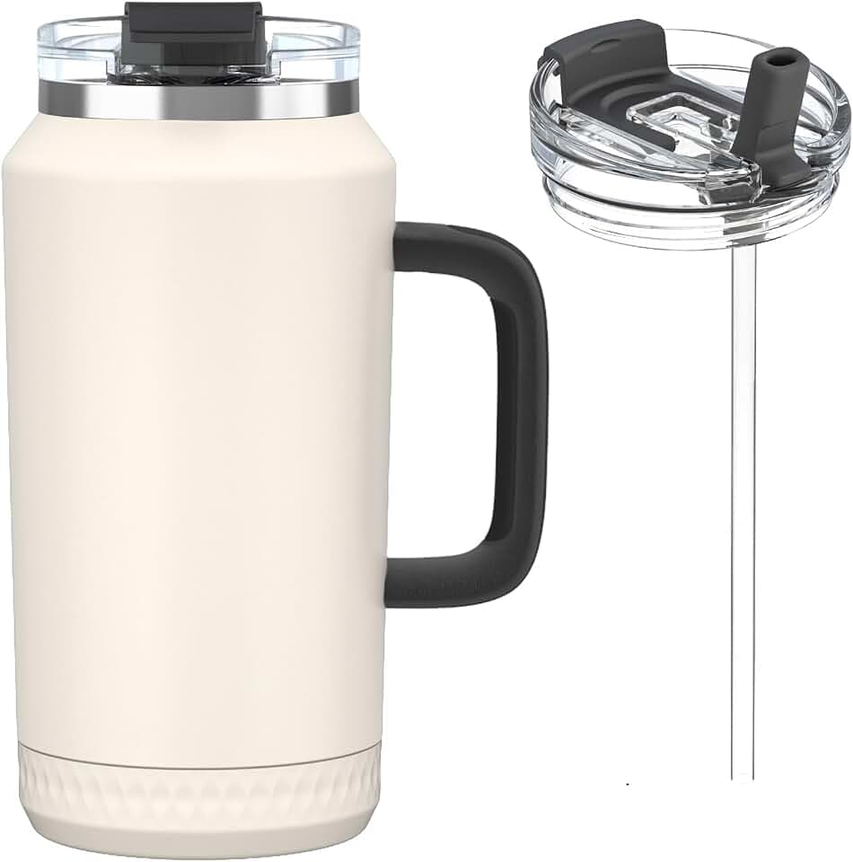 Hydraful 64 oz Tumbler with Handle and Straw - 100% Leak-Proof - Insulated Cup Reusable Stainless Steel Large Water Bottle Travel Mug for Gym, Hiking, and Camping - Gifts for Women Men Him Her