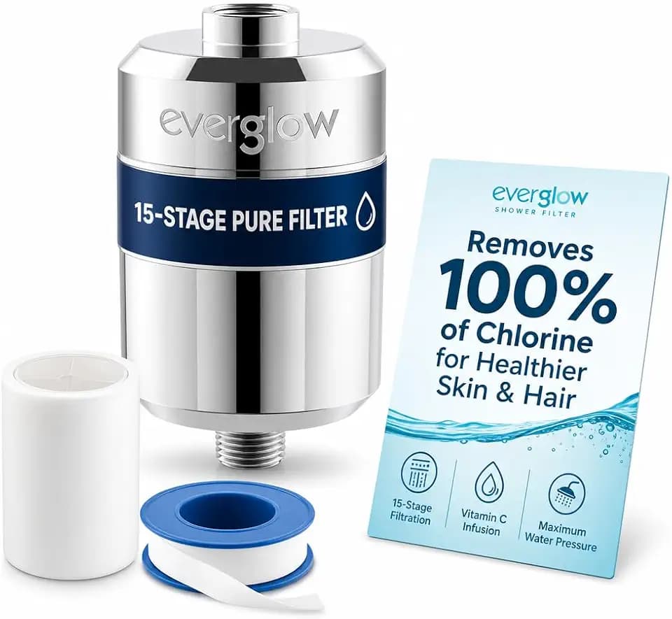 Everglow 15-Stage High Output Shower Filter Head for Hard Water
