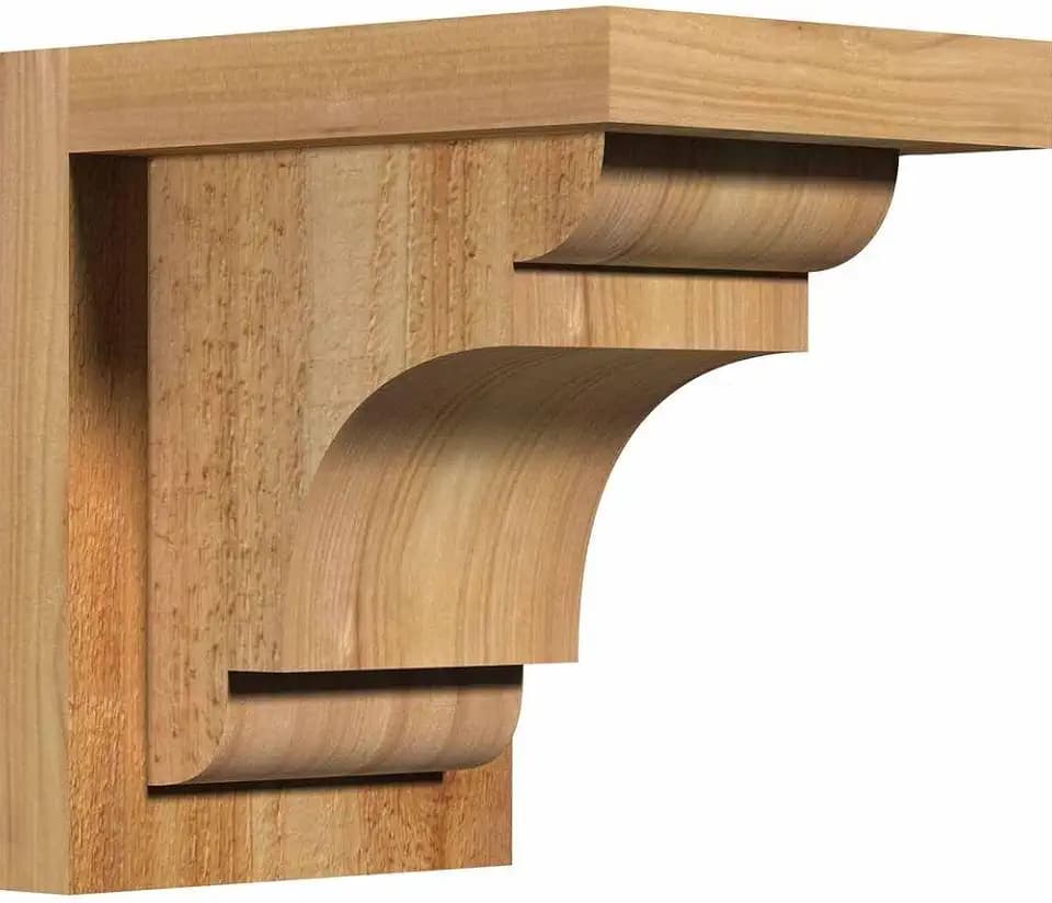 Ekena Millwork COR06X08X08NEB01RWR 6"W x 8"D x 8"H New Brighton Rough Sawn Corbel w/Backplate, Western Red Cedar