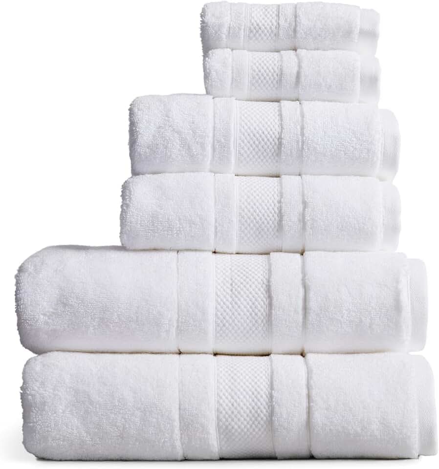 Springtree Home Luxury 100% Cotton Bath Towels Set | 6-Piece Set | White