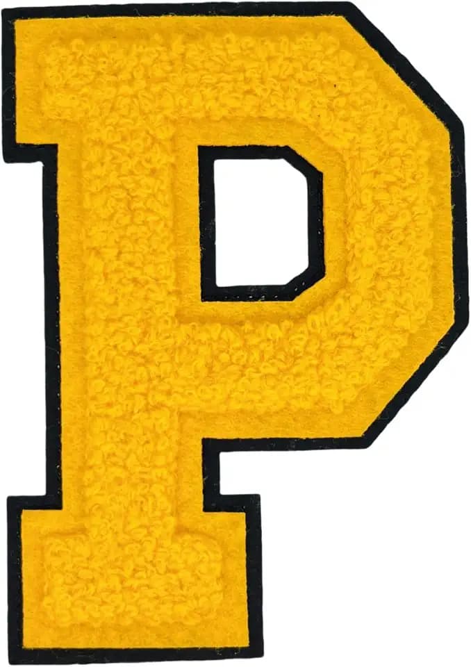 1 PCS 4.2" Yellow Chenille Letter Patches, Iron on Patches for Hats Clothes Bags Backpacks Jeans, Initial Patches Large Varsity Letter. (Letter P)