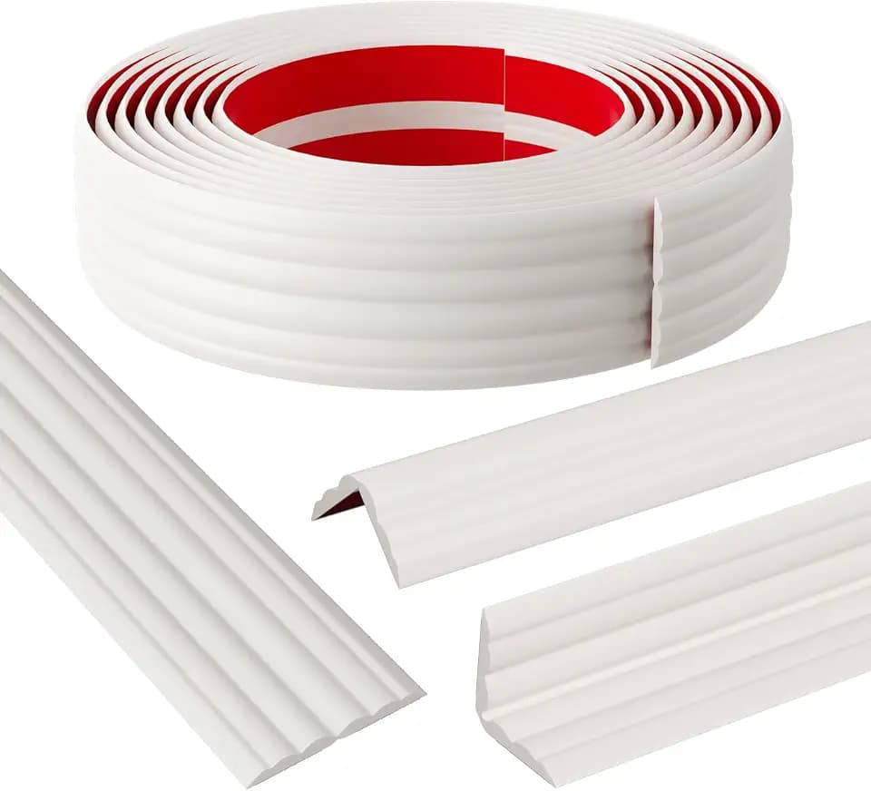 Elvone Wall Corner Protector Molding Trim, 1.6 in x 10 ft, White