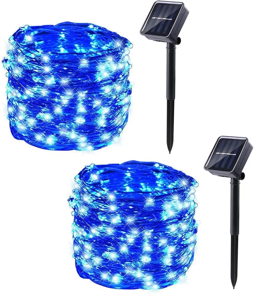 Lomotech Solar Fairy Lights Outdoor, 2 Pack Total 66ft 200 LED,Blue