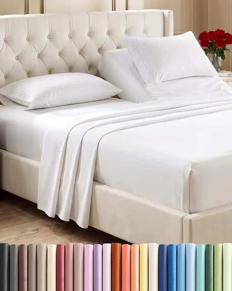 Flex Top Split Head King 4 Piece Sheet Set - Ultra-Soft, Breathable - White