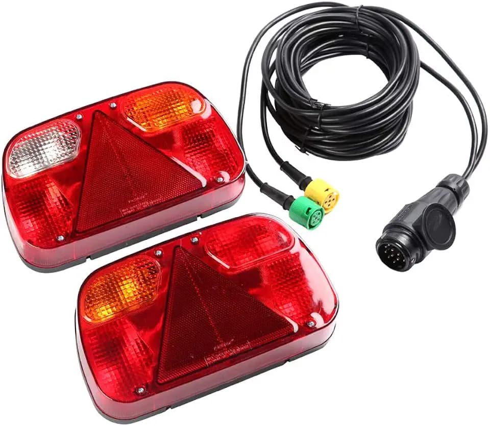 Rückleuchten Kit für Anhänger - 12V Universal Wasserdicht, Mit 13 Polig Stecker, 2 Stück 5,5m Lang 5 Polig Kabel, Für Wohnwagen/RV/LKW