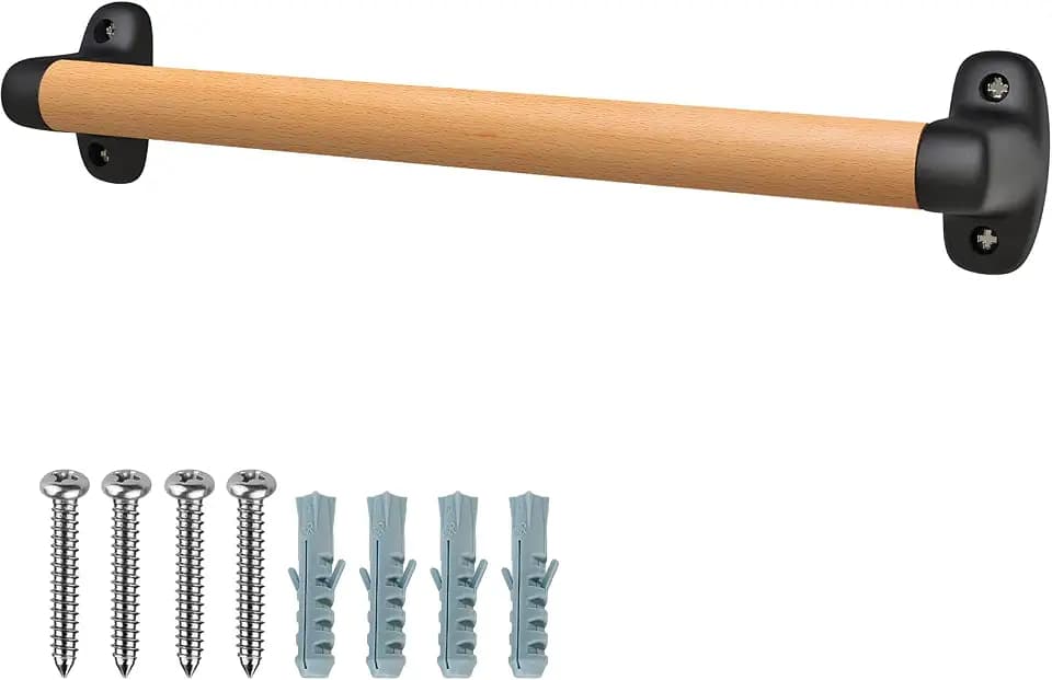 SELEWARE Handlauf Holz Innen Treppenhandlauf - Plastic end 61cm (24inch) Handläufe Schwarz Holzhandlauf Rund Treppengeländer Barrierefreier Treppenhaus-Haltegriff Spielplatz-Sicherheitsgriff
