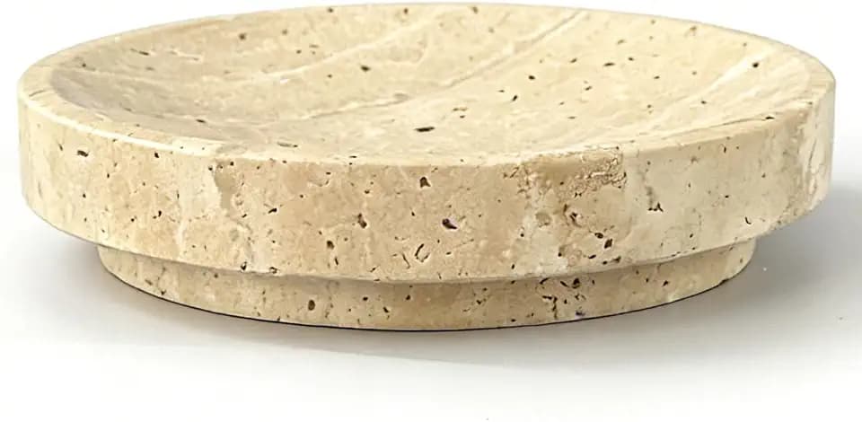 Travertine Soap Dish, Round Stone Soap Dish