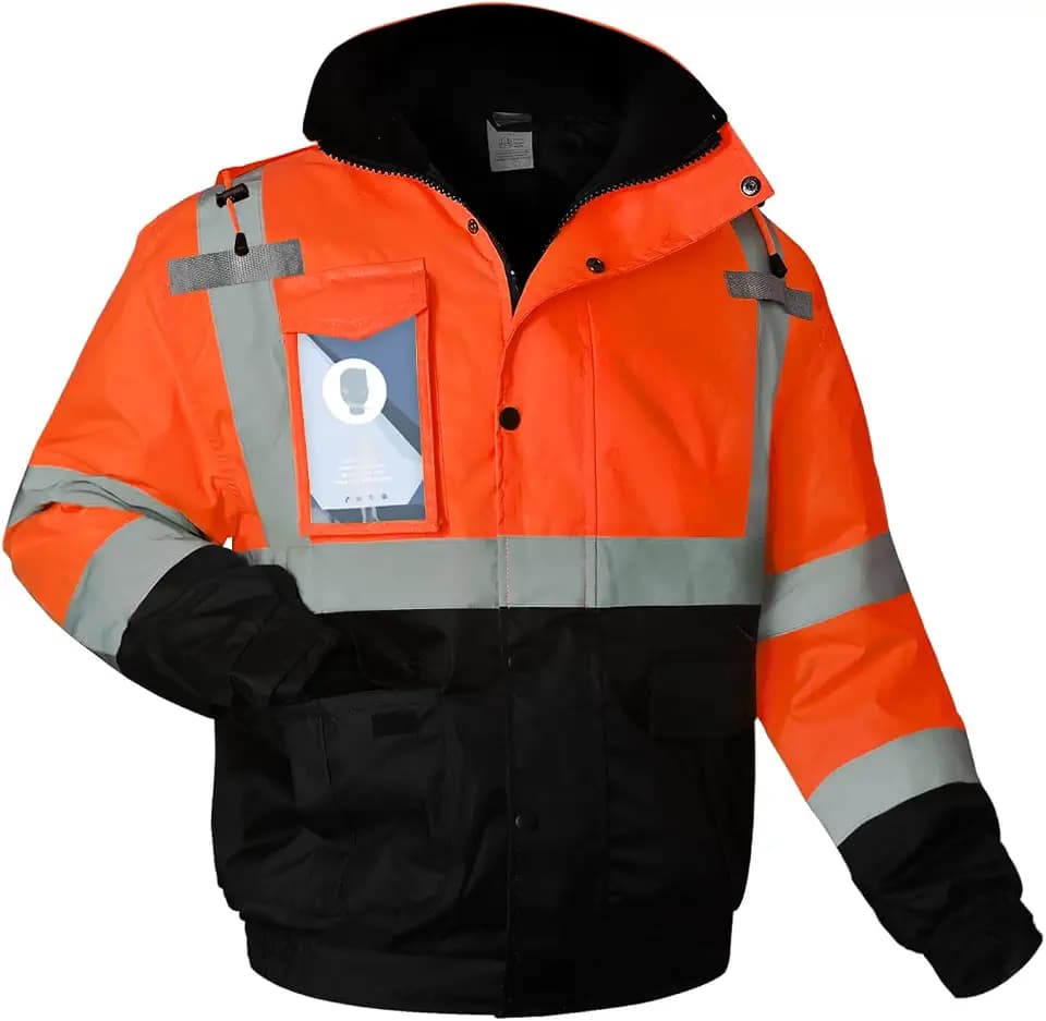 Hi Vis Jackets for Men Women, Safety Jackets for Men, Orange, XL