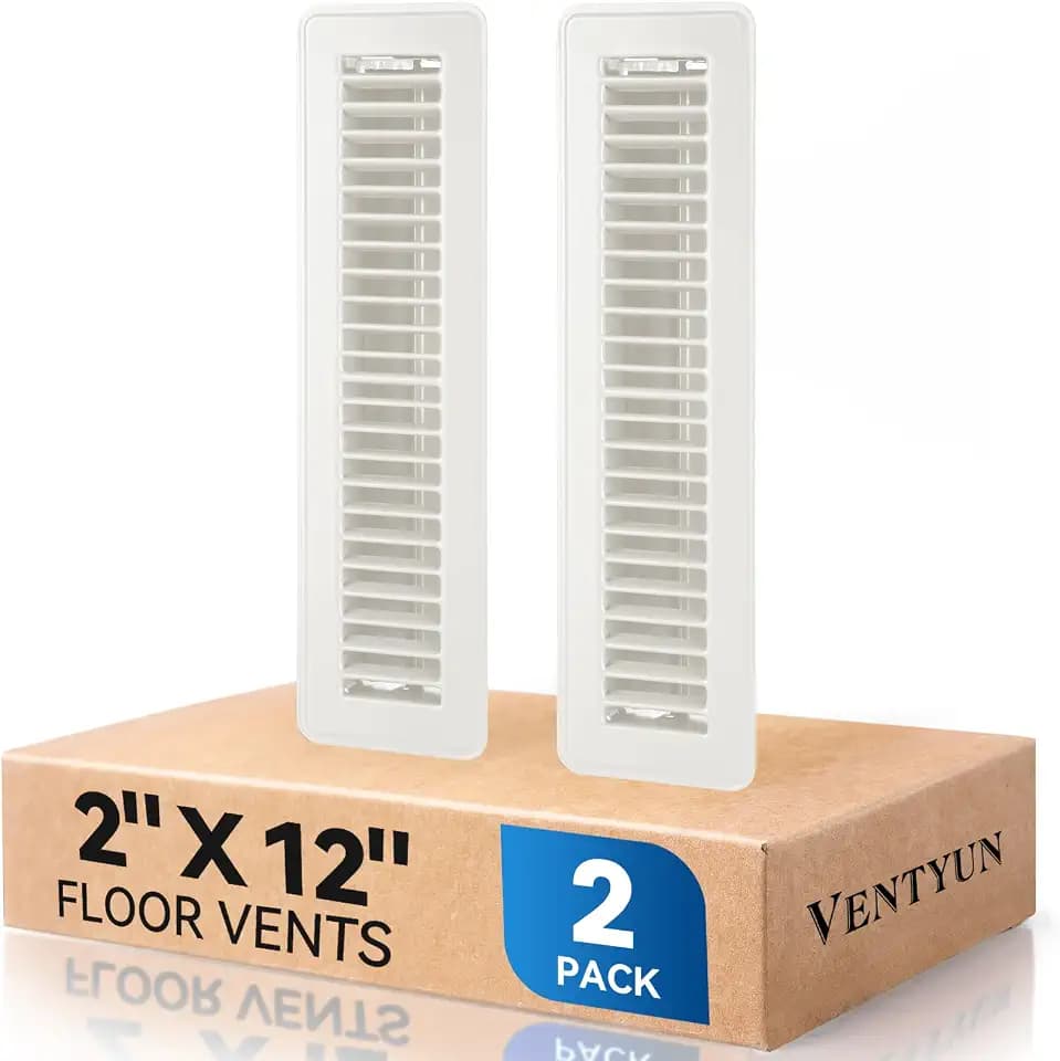2" x 12" Floor Registers, 2Pack, White Floor Vent Covers