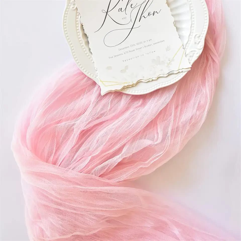 Pink Cheesecloth Table Runner Fall Wedding Birthday Party Home Decor