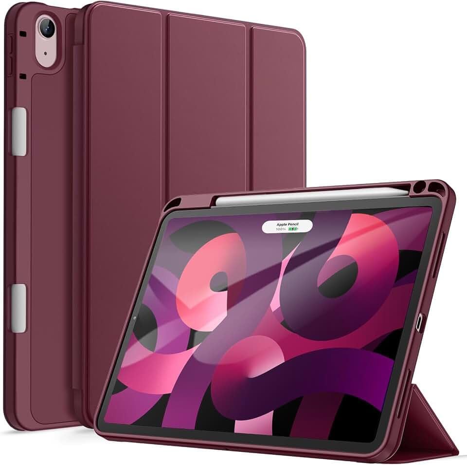JETech Hülle für iPad Air 11" M4/M3/M2 & Air 5/4 10,9", Burgunderrot