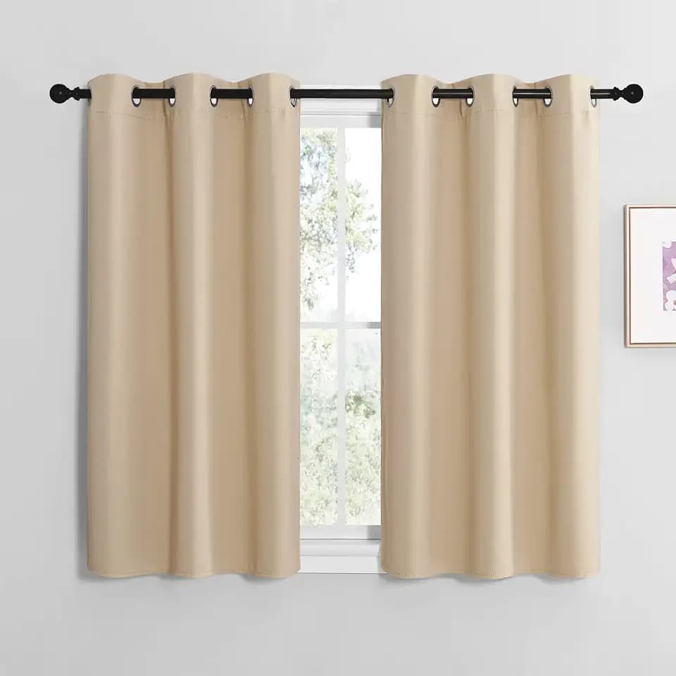NICETOWN Biscotti Beige Blackout Curtains for Cafe 34" w x 36" L 2 Panels