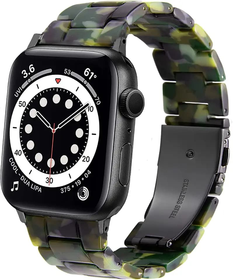 DEALELE Kompatibel mit Apple Watch 49mm 46mm 42mm 45mm 41mm 44mm 40mm 38mm, Buntes Resin Harz Armband Ersatz für iWatch Series 10/9 / 8/7 / 6/5 / 4/3 / SE/Ultra Damen Herren
