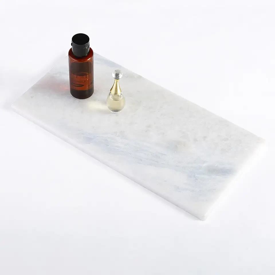 Koville African Natural Marble Board for Kitchen Pastry Bread, 12" x 6" Genuine Stone Slab, Marble Tray Cheese Board for Counter, Bathroom Trays Perfume Tray Jewelry Candle Plate (Namib Fantasy)