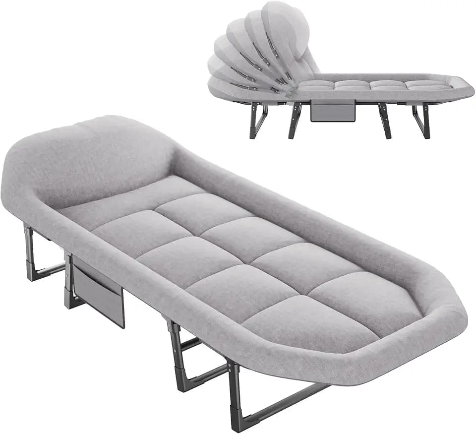 DUMOS Camping Cot, Camping Bed with Mattress, Foldable Bed