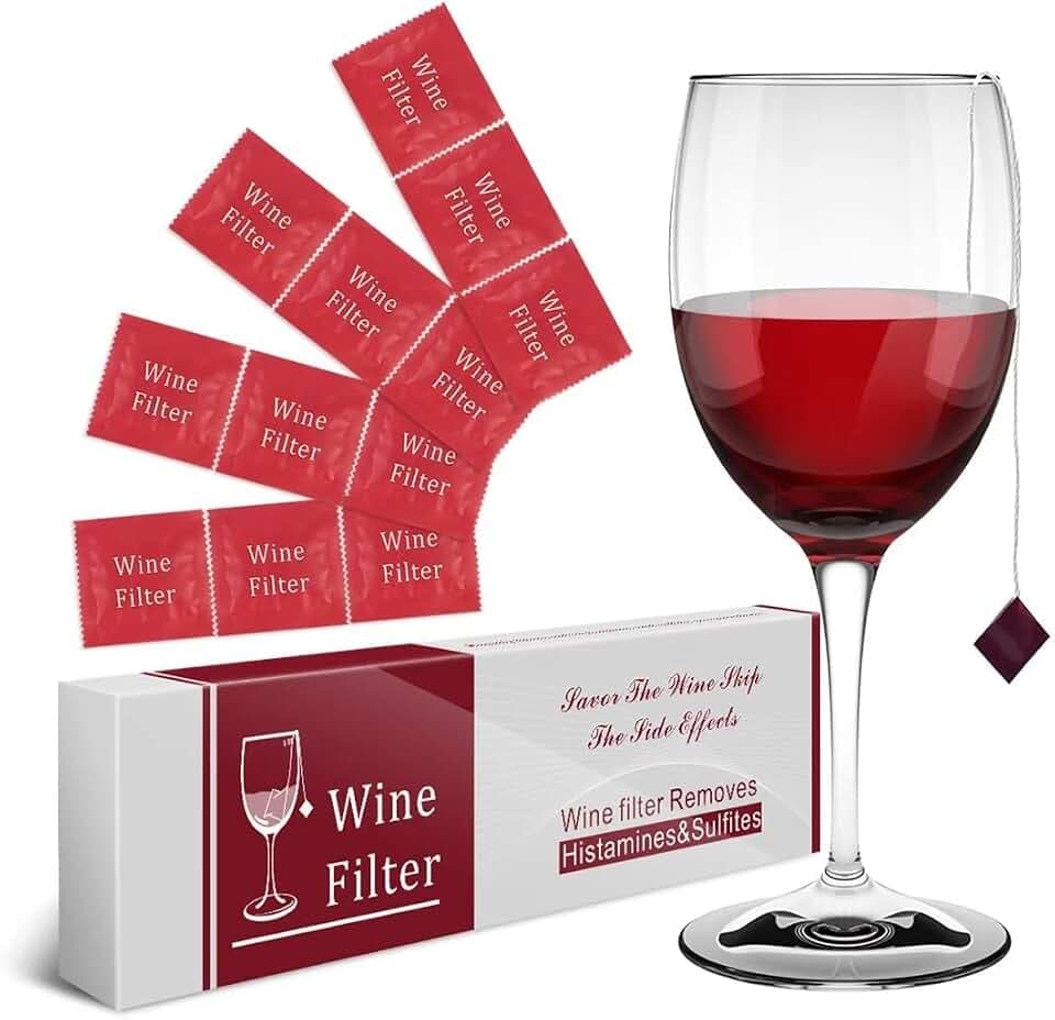 Wine Filter Sulfite Histamine Purifier: Wine Filters Remover Histamines Sulfite - Alleviates headaches Prevent Wine Sensitivities (12 Packs)