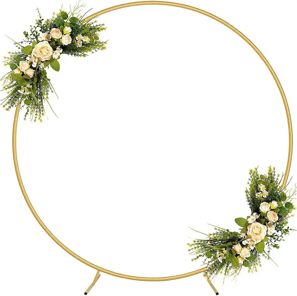 Round Backdrop Stand 6FT, Metal Balloon Arch Frame with Base for Ceremony