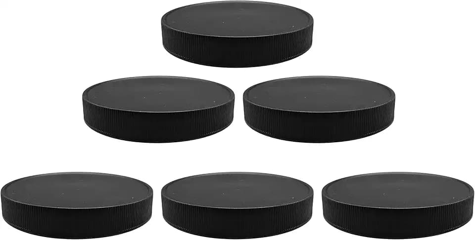 110mm Black Plastic 6 Pack Replacement Lids with Leak Proof Liner - 110/400 Plastic Replacement Lids (6pk, Black Lids)