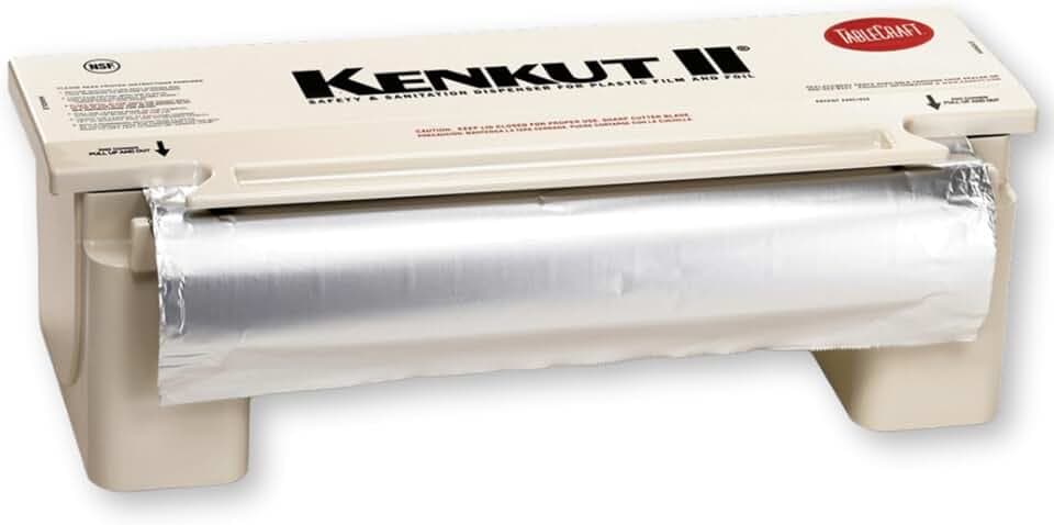 TableCraft KK6 KenKut 24" Film and Foil Dispenser, ABS Construction, Holds 24" Rolls up to 6" Diameter, Anti-Static Bar, Metal Safety Blade, Wall-Mount & Suction-Cup Options, Dishwasher Safe