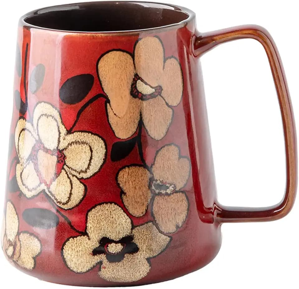 24 oz Extra Large Ceramic Coffee Mug Vintage Floral Cup with Handle