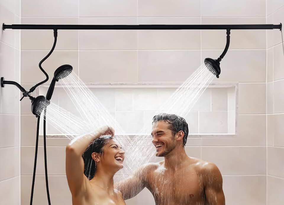 Tandem Shower Head for Couples High Pressure (Matte Black)