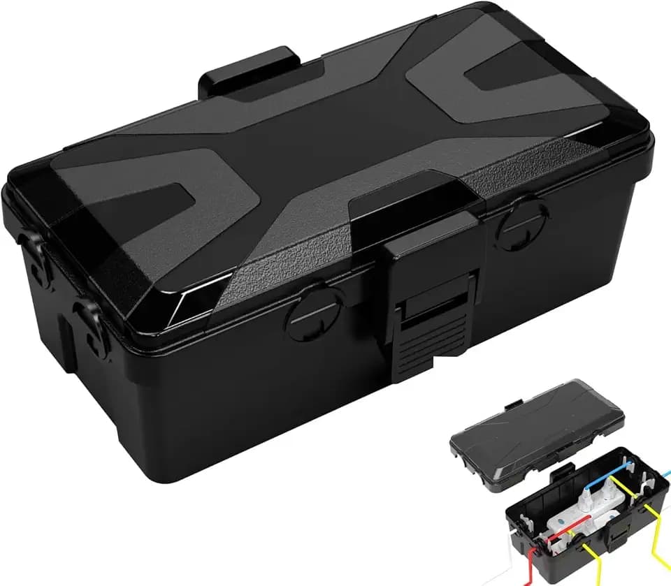 Kabelbox Schwarz Outdoor wasserdicht, Wasserdichte Stecker Box, Elektrobox Aussen, Elektrobox Garten Aussen, Wetterfeste Anschlusskästen, Steckerschutz Stromkasten, Schützt Verlängerungskabel