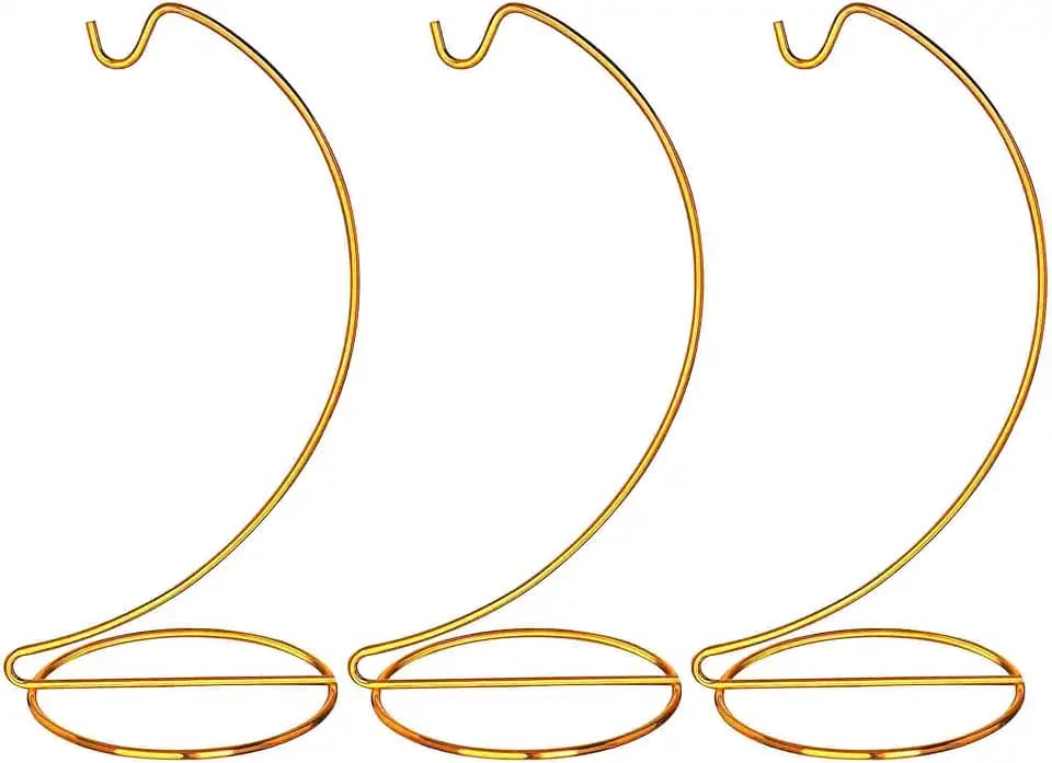 3 Pack 9 Inch Gold Iron Ornament Stand Hanging Display Holder Decor