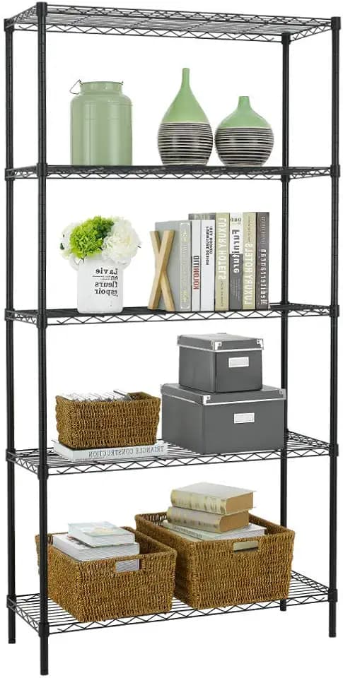 BestOffice | 5-Tier Wire Shelf | 36" x 14" x 72" | Black