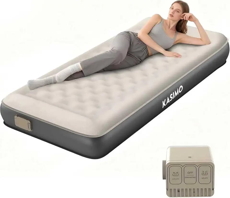 KASIMO Air Mattress Twin with Cordless Battery Pump, TPU Blow Up Mattress