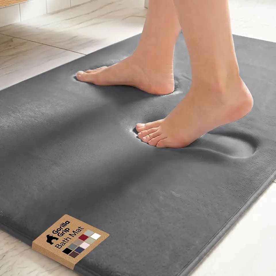 GORILLA GRIP® Memory Foam Bath Rug for Bathroom, 36x24 Graphite Gray