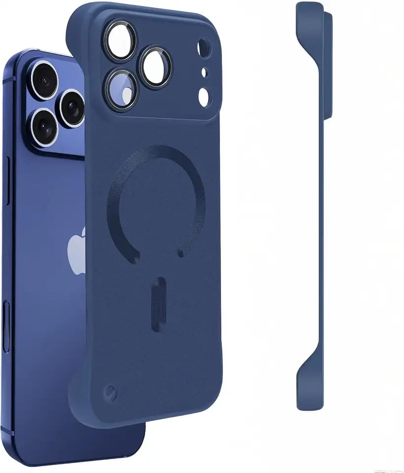 Omio Magnetic Slim Case for iPhone 17 Pro Max Compatible with MagSafe, Matte PC Ultra-Thin Bumper Frameless Borderless Minimalist Design with Camera Lens Protector for Men Women, Dark Blue