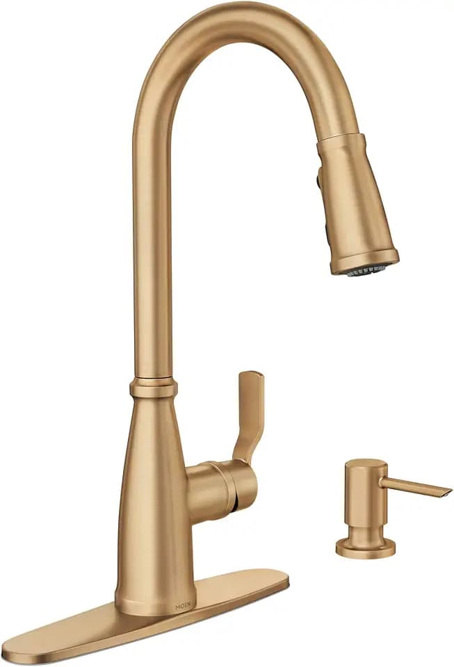 Moen 87071BZG Nolia Pulldown Kitchen Faucet w/Soap Dispenser, Gold